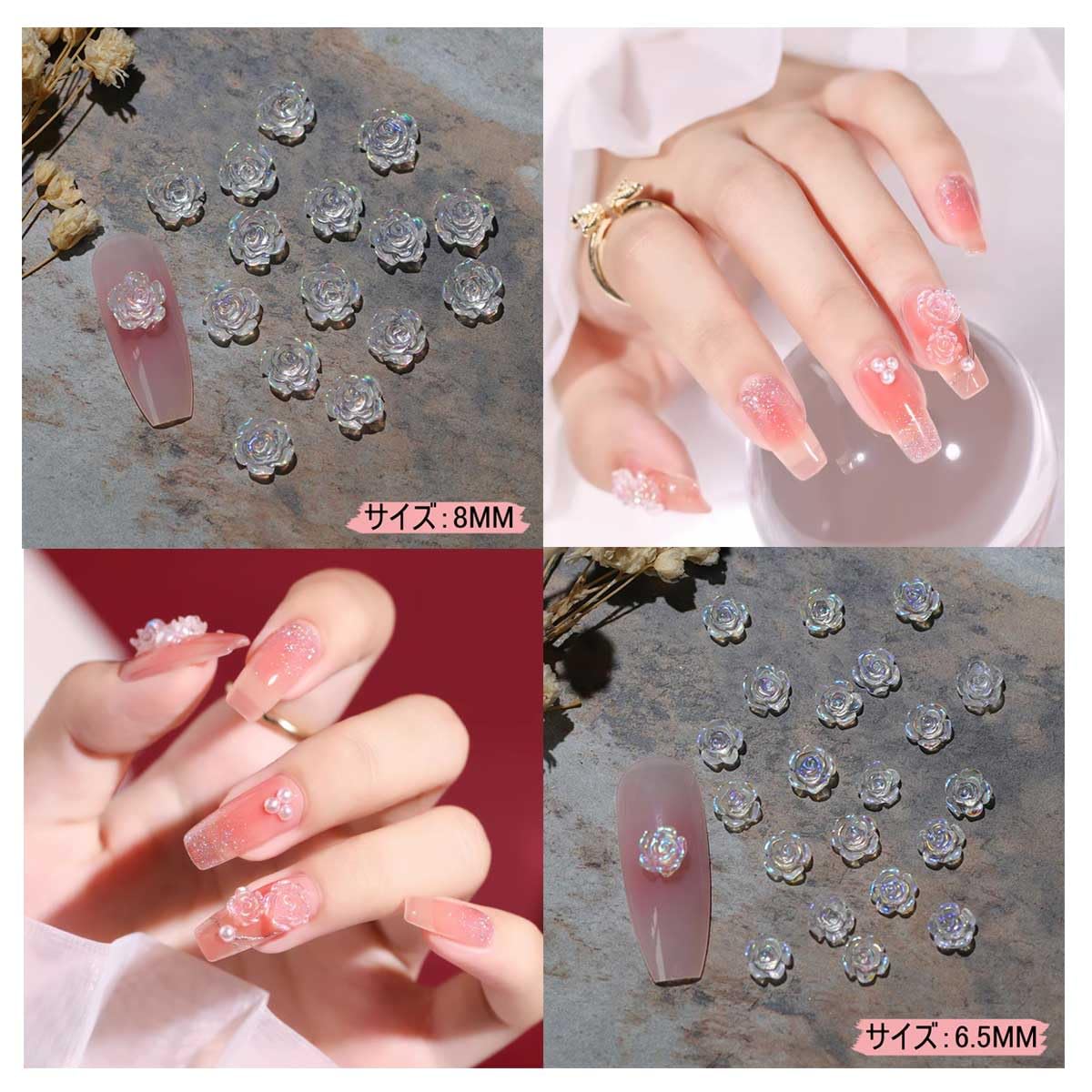 Amazon.co.jp: ネイルパーツ カメリア 100個セット 3D 立体 椿 ネイル